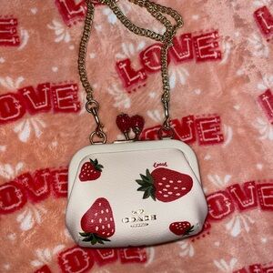 Coach Strawberry Kisslock Coin Pouch